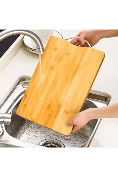 Generic Large Double Sided Natural Bamboo Wood (40 x30cm) with Metal Handle C...