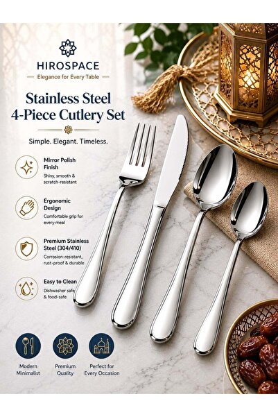 Generic 4 Piece Stainless Steel Silverware Set, Heavy Duty Flatware for 1 Per...