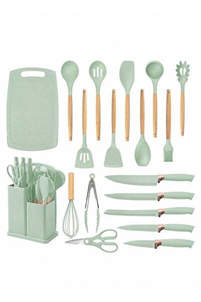 Generic 19 PCS Silicone Mini-Kitchenware Set with Wooden Handles Heat-Resista...