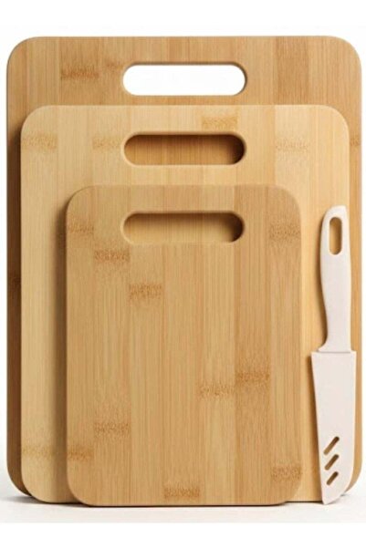 Generic Bamboo Cutting Board Set with Knife – 3 Pcs Wooden Chopping Boards Se...