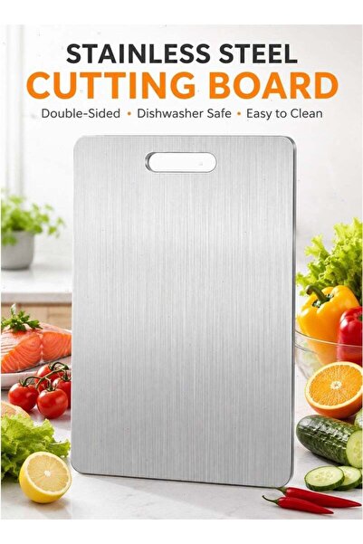 Generic 45 * 30cm Stainless Steel Cutting Board for Kitchen,Upgrade Double Si...