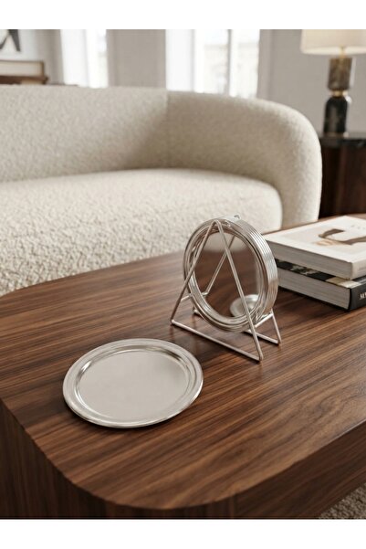Generic Stainless Steel Serving Plate Set with Stand - 6 Pieces, 15cm in Diam...
