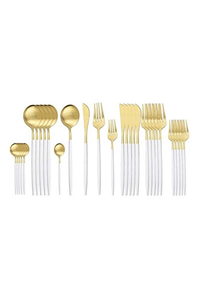 Generic 30-Piece Various Size Stainless Steel Cutlery Set Golden/White