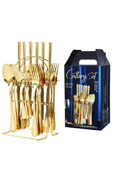 Generic 24-Piece Stainless Steel Cutlery Set Gold 22.8x2.2cm