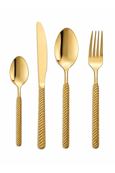 Generic Premium Gold Plated Stainless Steel Cutlery Set – 16 Piece Designer F...