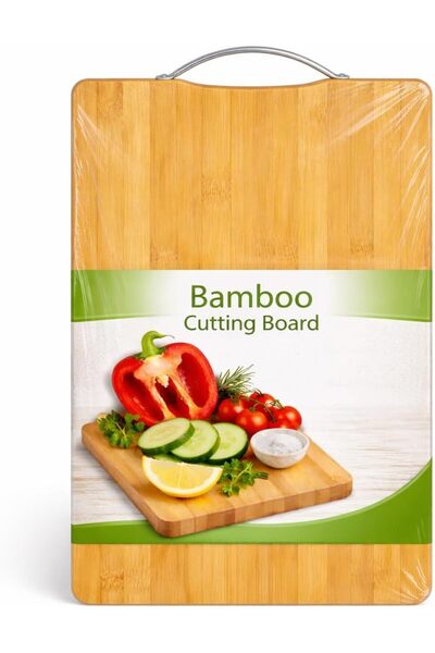 Generic Bamboo Cutting Board with Handle - Non-Slip Double-Sided Chopping Boa...