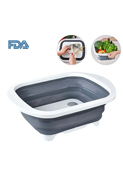 Generic Cutting Board With Vegetable Storage Basket Grey 41x5x31cm