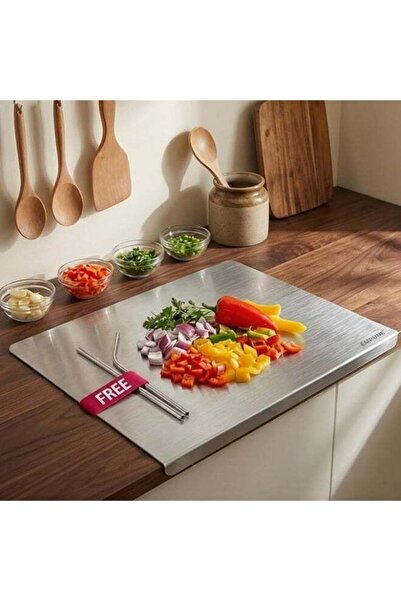 Generic Stainless Steel Cutting Board with Lip, chopping board for Kitchen,L ...