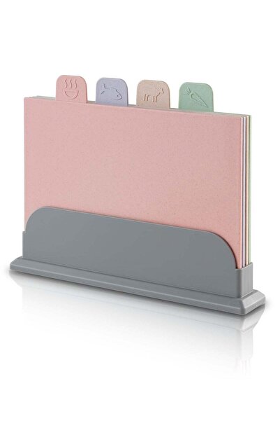 Generic 4 Pcs Cutting Board Set with Stand Color Coded Reversible Chopping Bo...
