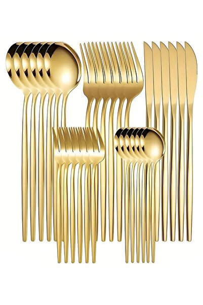 Generic 30 PCS Gold Stainless Steel Cutlery Set for 6 People Luxury Flatware ...