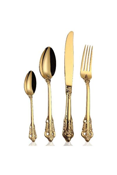 Generic Palace Cutlery Set Vintage Gold Flatware Silverware Set, Heavy Duty S...