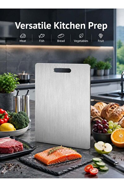 Generic Stainless Steel Cutting Board 45 × 30 cm, Double-Sided Chopping Board...