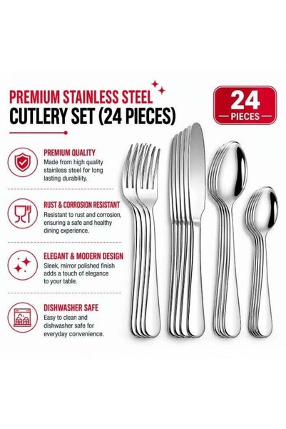 Generic Cutlery Set, Onader Stainless Steel 24 Piece Cutlery Set for 6 People...
