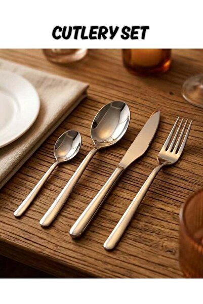 Generic Stainless Steel Cutlery Set 4 Piece – Knife Fork Spoon Set, Mirror Fi...
