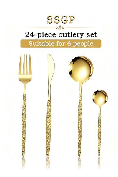 Generic 24-piece Portuguese stainless steel cutlery set, cutlery set with bar...
