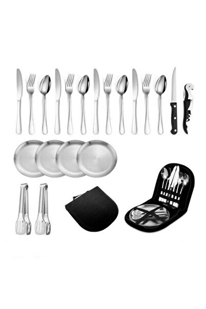 Generic 20Pcs Camping Utensil Set Travel Silverware Flatware with Organizer C...