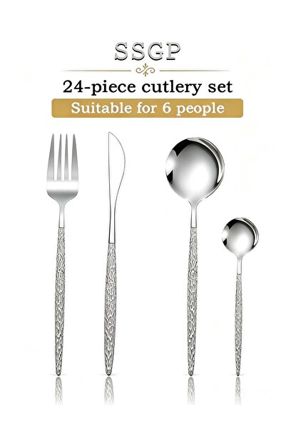 Generic 24-piece Portuguese stainless steel cutlery set, cutlery set with bar...
