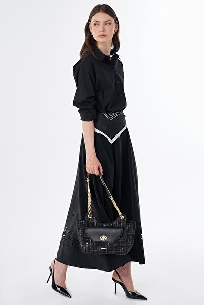 Kayra Laser Cut Skirt Black