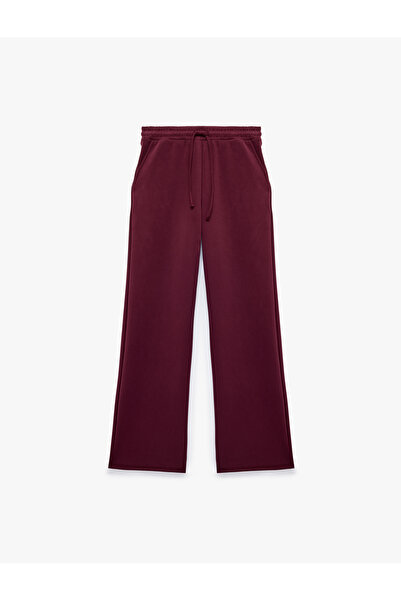 Koton High Waist Lace-Up Pocketed Modal Fabric Wide Leg Sports Sweatpants