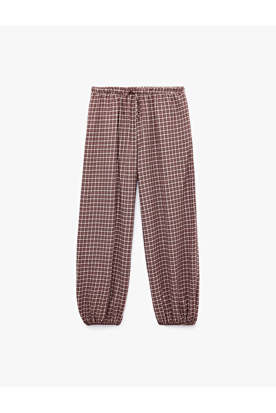 Koton Balon Cut Checkered Pajama Bottoms with Elastic Waist