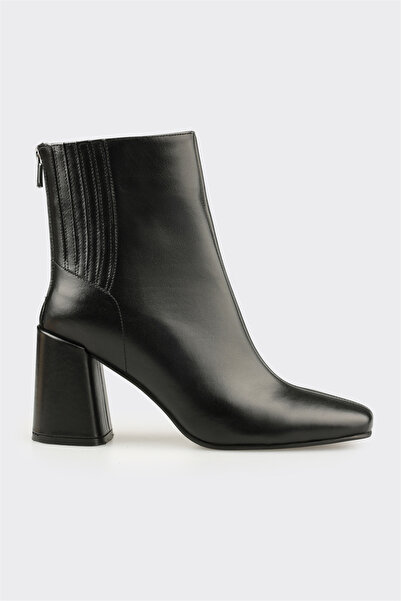 Elle Shoes Siyah Deri Kadın Klasik Bot