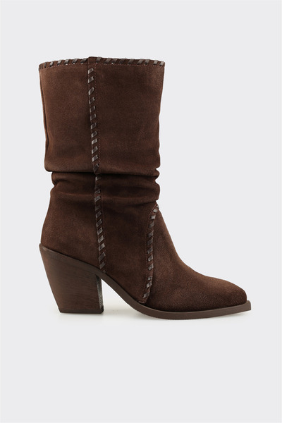 Elle Shoes Kahve Deri Kadın Western Bot