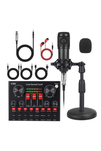 Arabest Audio Mixer Broadcast Kit,Live Sound Card with XLR Condenser Micropho...