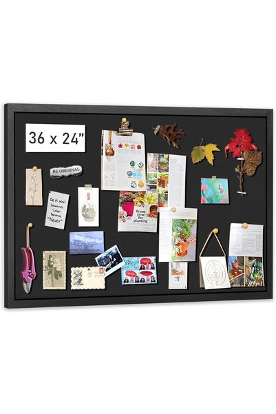 Arabest Large Black Cork Bulletin Board for Walls,36 x 24 Inch Framed Pin Dis...