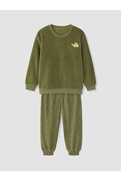 LC Waikiki Rmz Gi̇yi̇m Farkiyla Printed Baby Boy Velvet Set
