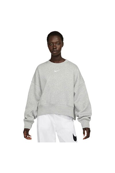 Nike Γυναικεία Αθλητικά Ενδύματα Φούτερ Φλις Φοίνικας Υπερμεγέθες με Στρογγυλ...