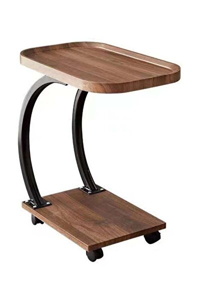 Arabest C-Shaped Side Table with 360° Universal Wheels,Mobile Coffee End Tabl...