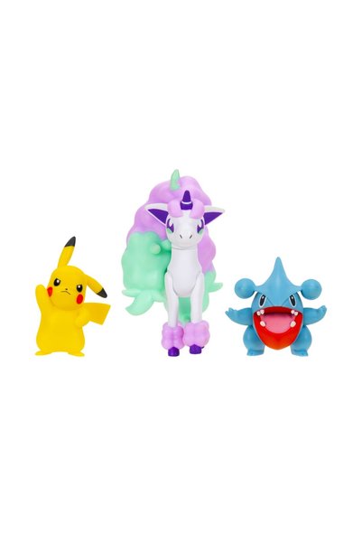 Pokemon Set de 3 figurine de acțiune, (Pikachu & Galarian Ponyta & Gible)