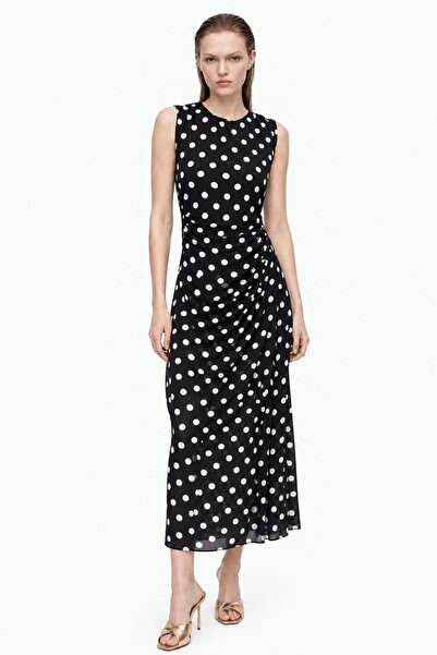 HAKKE Body-Hugging Draped Midi Dress