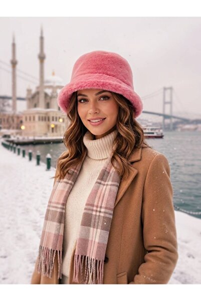 Genel Markalar Kışlık Pembe Peluş Şapka