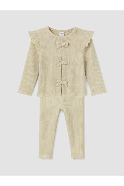 LC Waikiki Rmz Gi̇yi̇m Farkiyla Bow Detailed Baby Girl Set