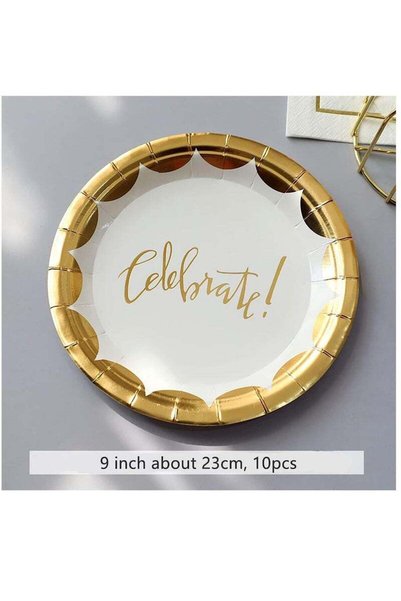 Gernetic 70 Piece White And Gold Party Supplies Set (10 Guest Gold Party Deco...