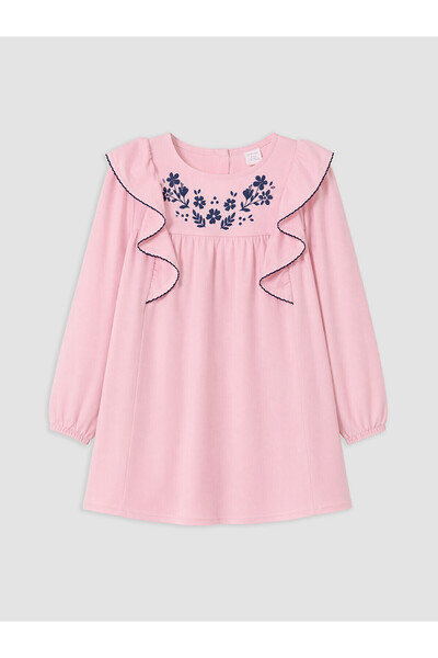 LC Waikiki Lcw Kids Pink Gabardine Floral Girl's Dress with Nevavm Difference