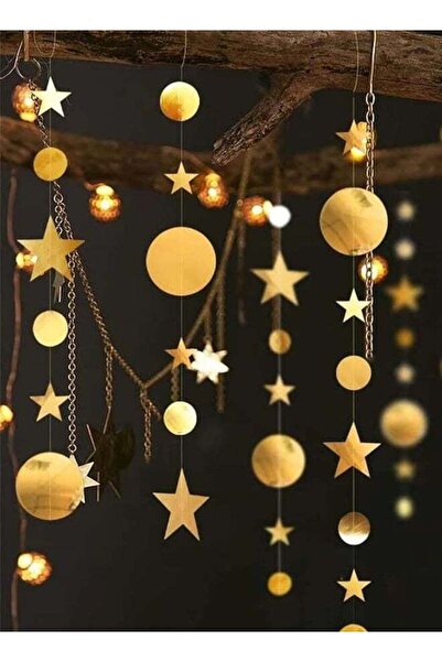 Gernetic ٣ قطع من زينة النجوم الذهبية، أشرطة معلقة على شكل نجوم متلألئة لحفلا...