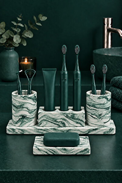betonmall 5 τεμάχια Marble Series Concrete Σετ μπάνιου Οδοντόβουρτσα Πιατέλα ...