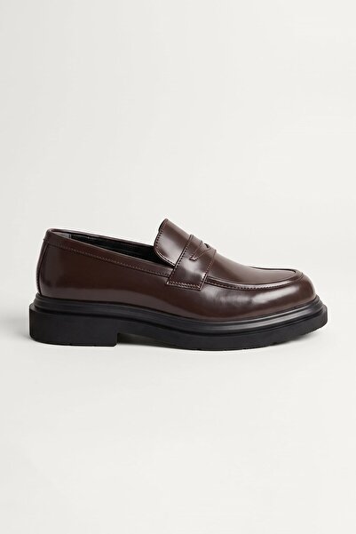 ablukaonline Men's Thick Sole Penny Loafer Shoes Brown