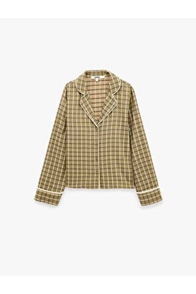 Koton Relaxed Fit Long Sleeve Plaid Shirt Pajama Top