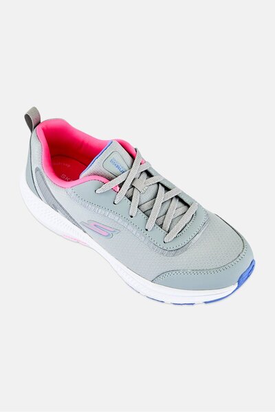 SKECHERS حذاء جري للأطفال البنات من إندليس سبيد بإغلاق فيلكرو، رمادي