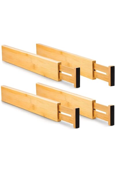 OEM Set 4 organizatoare sertar reglabile Macvi® bambus premium, capete antide...