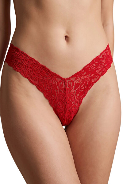 MADAMMOR Kırmızı Çiçek Desenli Dantel String Külot TM1526