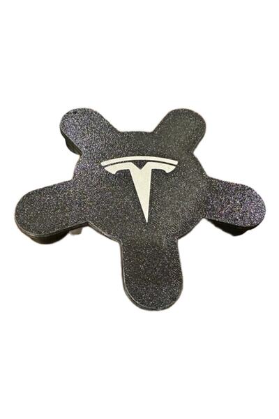 Dual Stax Capac de roată Tesla Model Y cu logo alb-negru, imprimat 3D, Dual S...