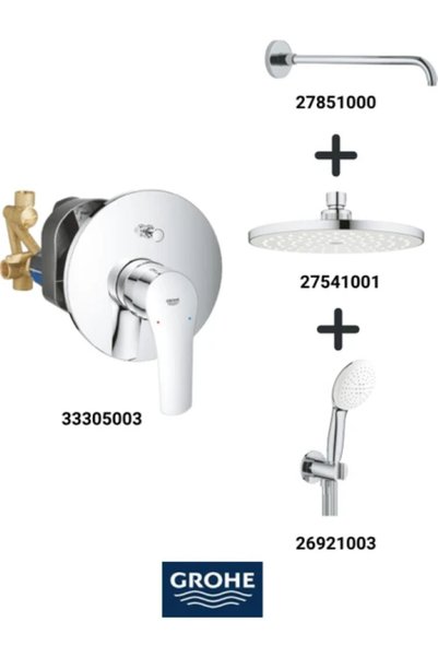 Grohe Eurosmart Ankastre Banyo Bataryası Seti Gagasız(Oval Tepe Duşlu) 3330SET 1