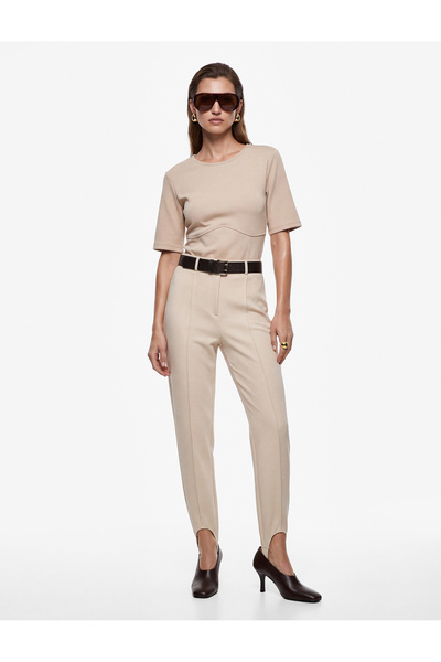 Koton Slim Fit Crew Neck Short Sleeve T-Shirt with Underwire Corset Detail