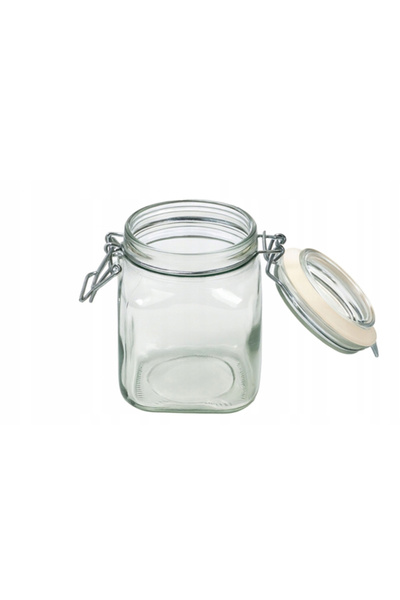 HERA Hermetic glass jar with metal clip, food storage container, lid with gas...