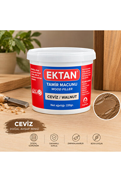 Genel Markalar Ahşap Mobilya Masif ve Kaplama Tamir Macunu 220 gr. | CEVİZ / ...