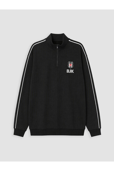 LC Waikiki LCW Kids Siyah Beşiktaş Baskılı Erkek Çocuk Sweatshirt - W6B500Z4-...